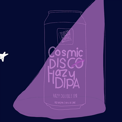 Product Advertisement - added more cosmic disco to this brew GIF alcohol ad animation beer bent paddle beer cosmic disco gif ginger juel hand drawing hand drawn illustration instagram content line art minnesota motion graphic procreate product art social media content tik tok content