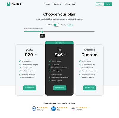 Pricing list app branding ui ux