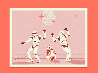 Disco Storm Troopers bb 8 disco female designer graphic design greeting card illustration illustrator pink star wars star wars fan art storm trooper