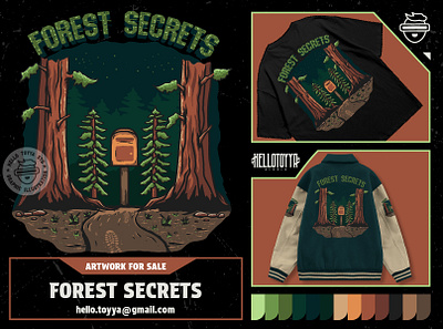 Forest Secret Illustration. T-shirt design artwork for sale brand cloth clothing customartwork designforsale footprints for sale forest forest secrets graphic design illustration logo illustration post mail print tshirt tree illustration tshirt design tshirt designer vintage