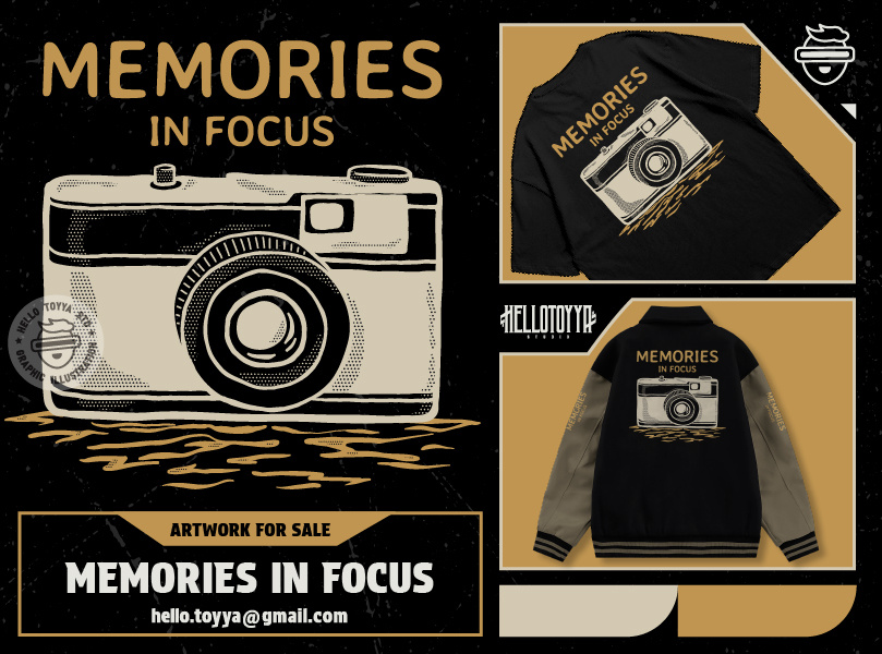 (DESIGN FOR SALE) Vintage Camera Memories in Focus Illustration artwork for sale camera old clothing customartwork designforsale focus graphic design illustration memories merchandise old design print tshirt simple fashion design sticker design tshirt design tshirt designer vintage camera