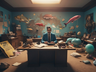 Fish In Office - Unrealistic AI ai ai generating ai world