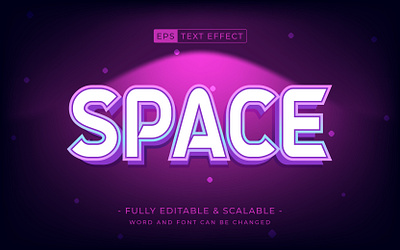 Space 3d style editable text effect vector background design illustration lettering logo logotype modern poster style ui vector