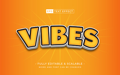 vibes funny text effect with editable text background design editable illustration lettering logotype modern style vector