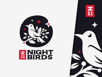 Night Birds Z11 Logo Concept aesthetic birds black branding eyecatching freelance graphic design hiring logo logo client logo concept logo project minimal minimalist modern night project red