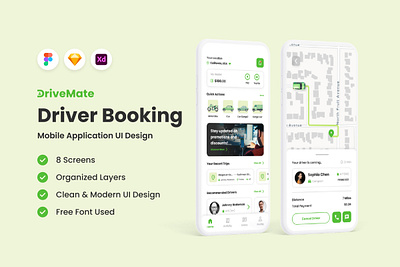 DriveMate - Driver Booking Mobile App application apps design layout order ui ux