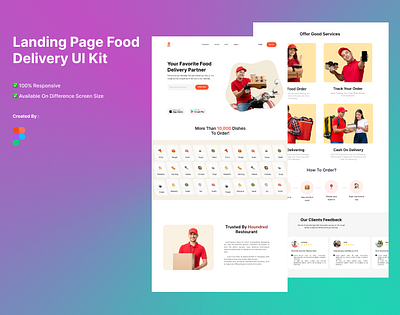 Responsive Food Delivery Landing Page graphic design ui web design