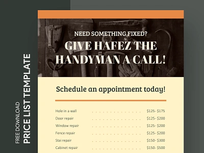 Handyman Price List Free Google Docs Template business charges doc docs document free google docs templates free template free template google docs google google docs list price price list pricelist print printing rate tariff template word