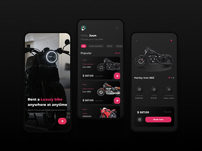 Luxury bike rent app 3d animation branding graphic design logo motion graphics ui