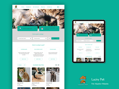 Pet adoption website landing page responsive design ui web design