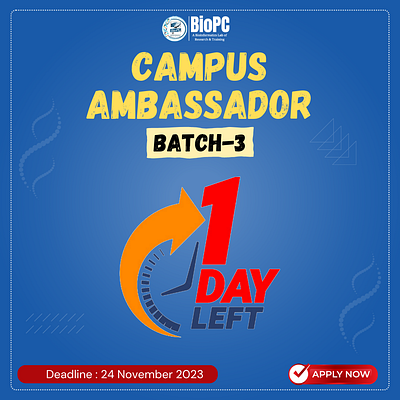 1Day left poster 1day left biopc campus ambassador graphics design poster