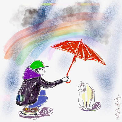 rain digital art illustration