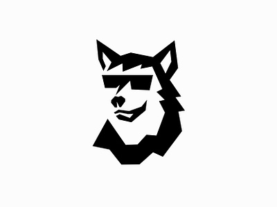 Wolf Or Dog With Sunglasses Logo black