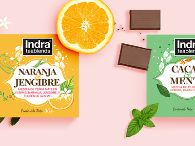 Branding and packaging for Indra Tea Blends branding illustration packaging