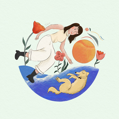 A Girl’s Best Friend beach dog graphic design illustration procreate puppy