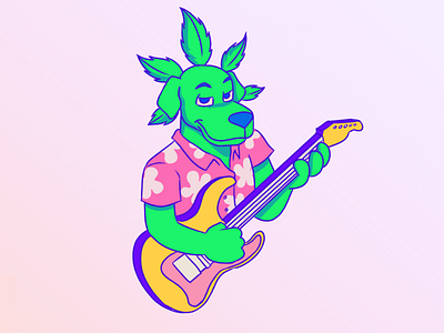 Illustration Process - Porro que Ladra art branding cannabis digital illustration dog green guitar illustration logo psychedelia spot hero spot icon