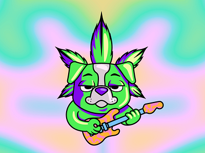 Illustration Process - Porro que Ladra 420 art branding cannabis digital illustration guitar illustration lima logo peru porro que ladra psychedelia vector