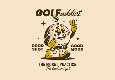 Golf addict mascot character adipra std adpr std golf addict golf character golf illustration golf logo golf mascot vintage art