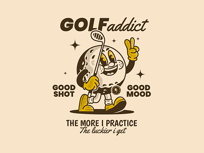 Golf addict mascot character adipra std adpr std golf addict golf character golf illustration golf logo golf mascot vintage art