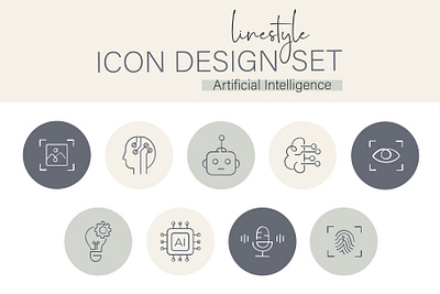 Linestyle Icon Design Set Artificial Intelligence digital
