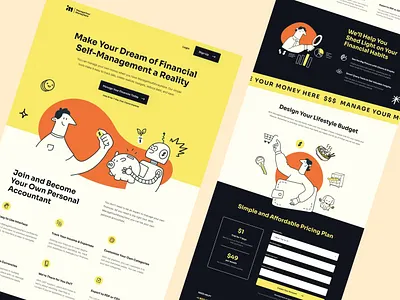 Landing Page for a Budgeting App agency illustration landing page ui
