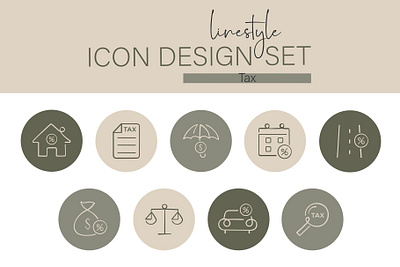 Linestyle Icon Design Set Tax car tax