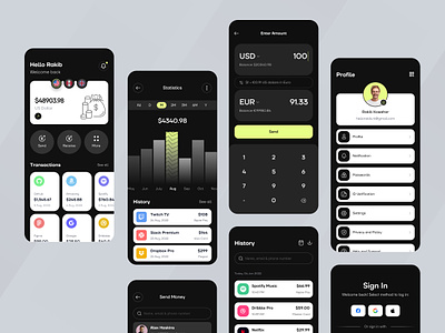 Fintech App android app app design banking app finance app fintech fintech app ios mobile money transfer app online payment app qr code scan qr code send money app ui uiux ux wallet app