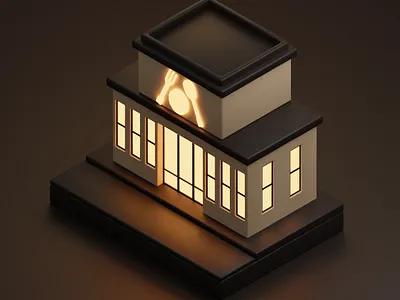 Low Poly Restaurant Building 3d architecture building isometric low poly restaurant