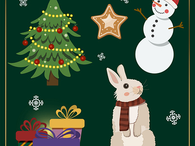 Christmas characters and elements collection bunny christmas christmas set christmas tree cookie cookies gift gift boxes happy holidays merry christmas new year new year card postcard rabbit seasons greetings snow snowman vector winter
