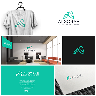 algorae logo, letter A tech logo abstract branding graphic design line logo minimalist simple traffic wave