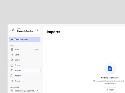 Empty State - Import Documents design empty state navigation product design saas saas design typography ui ux