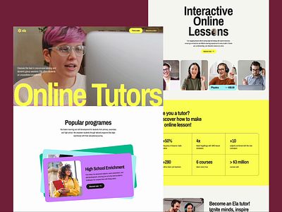 E-learning website home page branding education product design ui uiux website design