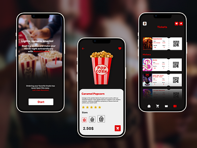 MunchCinema- Movie Snack Ordering App app cinema design mobile app movie ordering app snacks ui uiux design user interface user reasrch ux