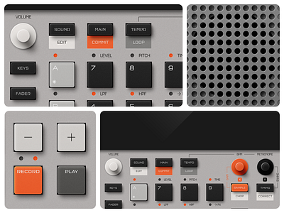 Composer button clean design music orange product