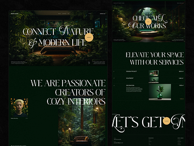 Website design for interior studio, ecofusion. agency animation antiqua dark design elegant gardens green minimalism ui ux webdesign website yellow