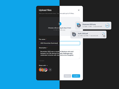 Upload files modal 🌓 Dark/Light mode graphic design ui