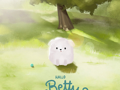 Betty bichon frisee dog illustration park