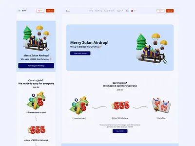 Christmas campaign - Zulan exchange Airdrop airdrop campaign christmas christmas campaign clean crypto design exchange gift google snake game holiday minimal ui uiux ux