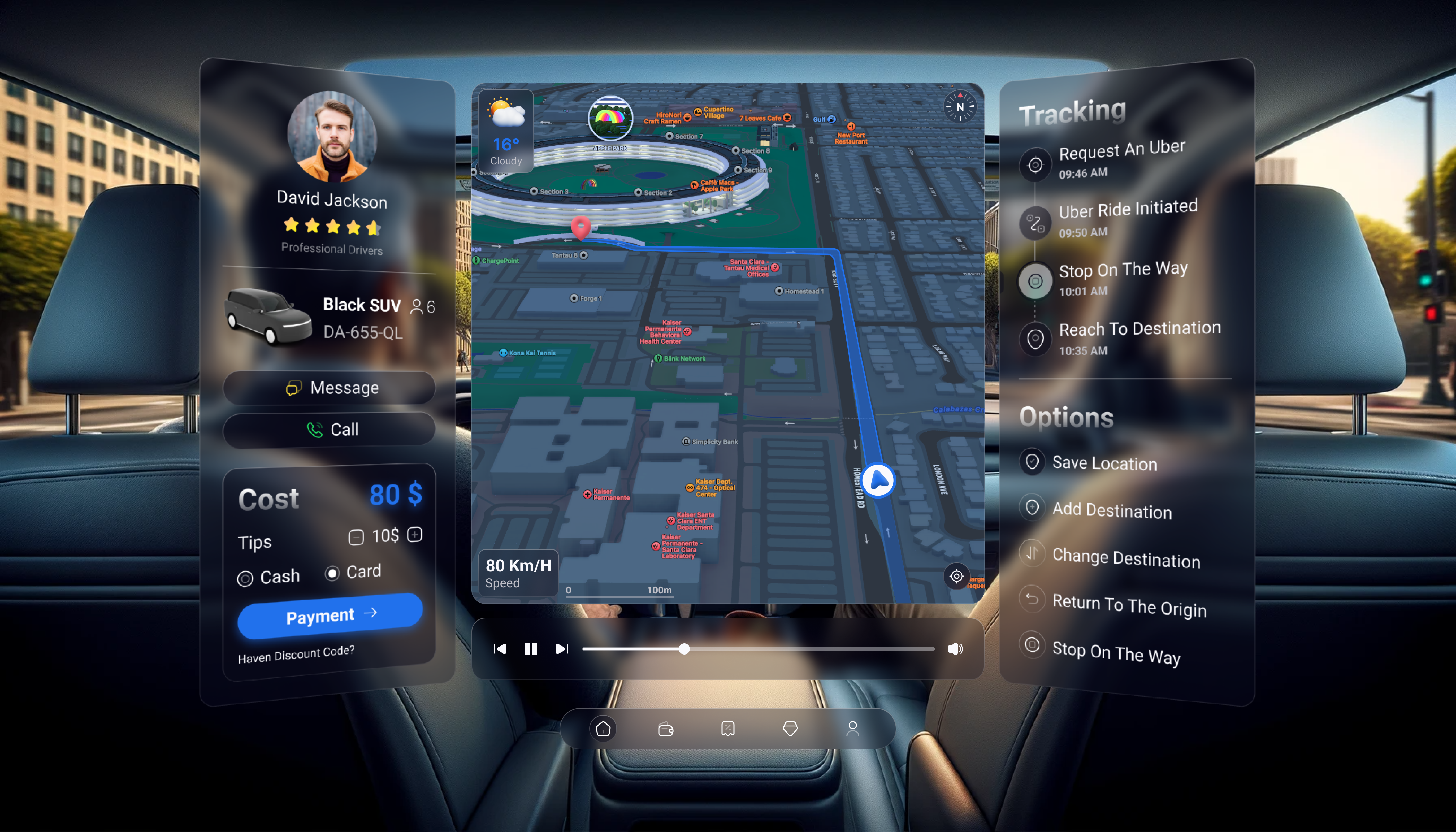 Uber Vision Pro UI – AR Transportation App by Shabnam Torkaman on Dribbble