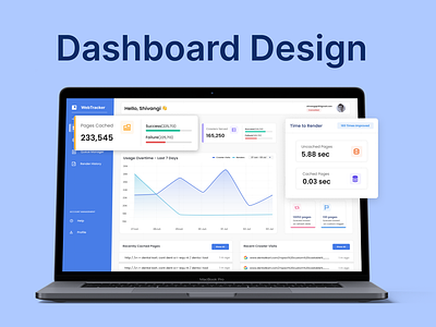 Dashboard Design for Web blue cache dashboard graph modal ui web app