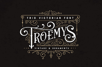 Troemys Font Trio and extras display font font ornaments font vintage ornaments font troemys font trio and extras vintage vintage font