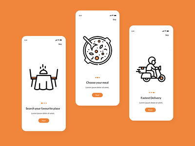 Food Delivery App Onboarding Ui design adobexd figma food food delivery app homepage illustration landing page mobileui orangetheme restaurant screenui uidesign uxdesign