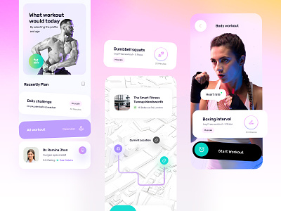 Fitness & Workout App design app boxing calories case study fitness fitness app fitness club healthcare healthy map mobile mobile app sport training ui weight loss workout workout app workout tracker yoga