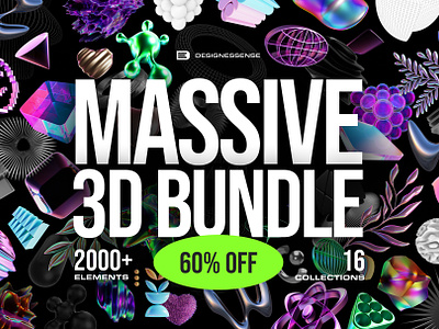 60% OFF - MASSIVE 3D BUNDLE - 2000+ elements 3d 3d assets abstract assets branding bundle design download fashion free geometric illustration modern poster resources sale shapes shine ui webdesign