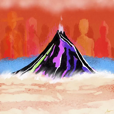 Exodus animated logo animation art color pencil design draw dream exodus graphic design illustration landscape migration motion graphics moutain volcano water ink