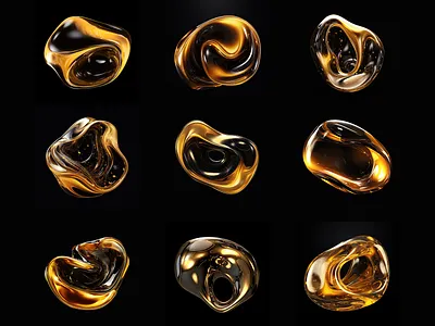 3D Golden Blobs 3d abstract aesthetic branding design free illustration logo resources shape sphere trendy usable