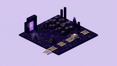 Isometric Shadow cube 3d block cube design minecraft model voxy