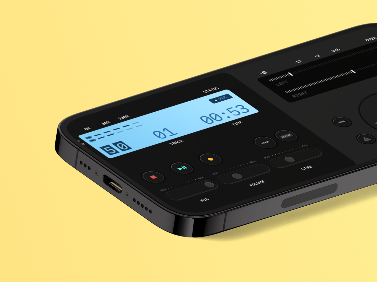 Mobile Recorder darkmode field recorder mobile app product design recorder ui