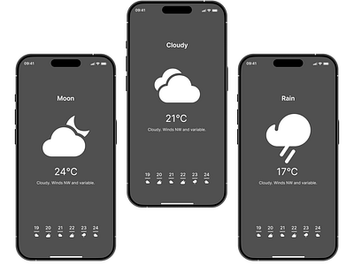 Night Weather App Ui Design 3d animation app branding couldy design graphic design illustration logo motion graphics rain typography ui ux vector weather