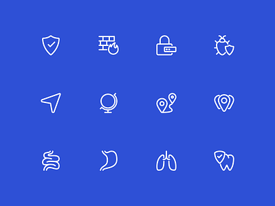 Pixelins Thin Icons | D4 bug firewall health icon icon pack icon set icons intestine line icons lungs map point modern navigation nutrition security stomach teeth thin icons tooth web design